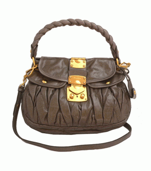 ミュウミュウ MIUMIU ハンドバッグ/ななめがけバッグ 2Way ショルダーストラップ付き プリーツレザー グレイッシュブラウン/アギレラ（ARGILLA） RR1358 MATELASSE LUX.