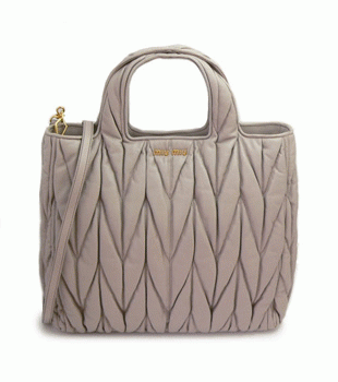 MIUMIU ミュウミュウ 2WAY ショルダーバッグ レディース ギャザー レザー グレイッシュベージュ RN0754 MATELASSE POMICE