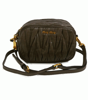 ミュウミュウ MIUMIU ショルダーポーチ/ポシェット/クラッチバッグ 2WAY プリーツレザー グレイッシュブラウン 5N1559 MATELASSE/LUX PIETRA