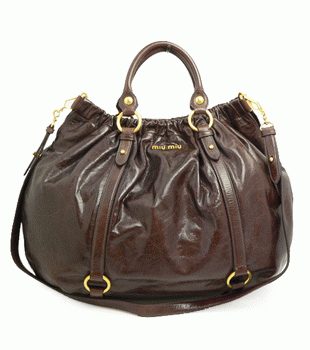 ミュウミュウ MIUMIU ハンドバッグ 2Wayバッグ ショルダーストラップ付き レザー（ラムスキン） ブラウン RR1708 VIT.LUX BRUCIATO