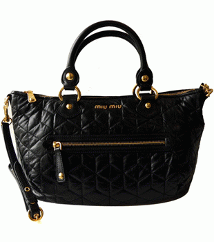 ミュウミュウ MIUMIU ショルダーストラップ付き2WAYハンドバッグ ナナメガケショルダー キルティングレザー ブラック(NERO) RT0449 NAPPA