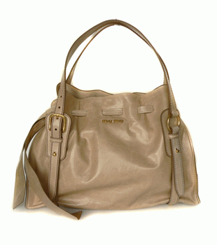 ミュウミュウ MIUMIU ショルダーバッグ リボン×巾着デザイン レザー クリーム(QUARZO) RR1312 VIT.LUX