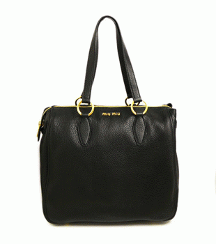 MIUMIU バッグ ショルダートートバッグ レディース レザー ブラック RR1787 VITELLO CARIBU NERO