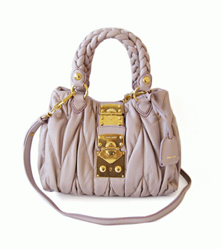ミュウミュウ MIUMIU ハンドバッグ/ななめがけバッグ 2WAY ショルダーストラップ付き プリーツラムレザー チェリー（MUGHETTO） RN0473 MATELASSE