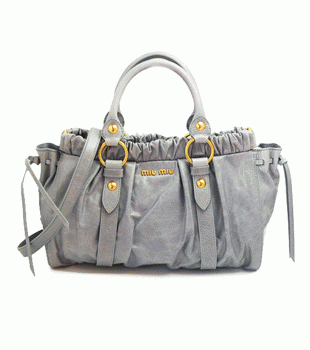 miumiu ミュウミュウ 2WAYショルダーバッグ レディース  ヴィンテージ調 レザー グレイッシュブルー RT0383 VIT.LUX PERVINCA