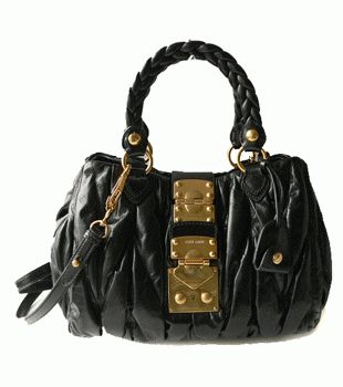 ミュウミュウ MIUMIU ハンドバッグ/ななめがけバッグ 2WAY ショルダーストラップ付き プリーツレザー ブラック（NERO） RN0473 MATELASSE/LUX