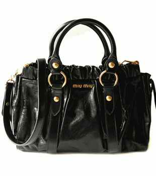 ミュウミュウ MIUMIU ハンドバッグ/ななめがけバッグ ショルダーストラップ付き 2WAY レザー ブラック（NERO）RT0383 VIT.LUX
