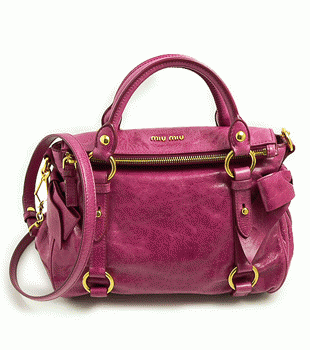 ミュウミュウ MIUMIU ハンドバッグ/ななめがけバッグ 2Way ショルダーストラップ付き レザー ピンクパープル RT0438 VITELLO LUX MALVA