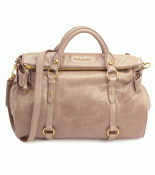 MIUMIU ミュウミュウ 2WAY ショルダーバッグ レザー ピンクベージュ RT0365 VITELLO.LUX CIPRIA