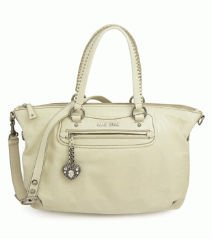 MIUMIU ミュウミュウ バッグ レディース 2WAY バッグ ハートチャーム付 スタッズ レザー アイボリー RR1732 VITELLO SHINE TALCO