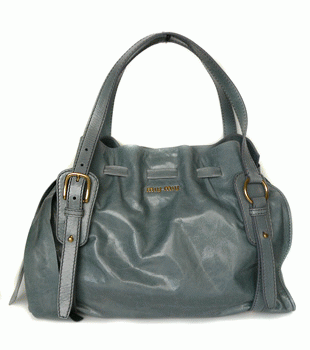 ミュウミュウ MIUMIU ショルダーバッグ リボン×巾着デザイン レザー ライトブルー(FIORDALISO) RR1312 VIT.LUX