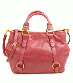 ミュウミュウ MIUMIU ハンドバッグ/ショルダーバッグ 2WAY ストラップ付き ヴィンテージ調 レザー ローズピンク（ROSA） RN0685 VITELLO SHINE ROSA
