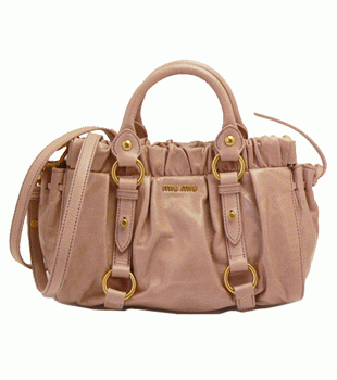 MIUMIU ミュウミュウ ショルダーバッグ レディース 2WAY ギャザー レザー ピンクベージュ RN0647 VIT.LUX CIPRIA