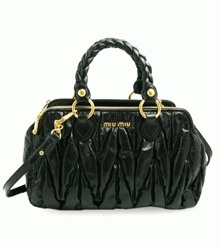ミュウミュウ MIUMIU ハンドバッグ/ななめがけバッグ ショルダーストラップ付き 2WAY レザー ブラック（NERO）RN0690 MATELASSE LUX.