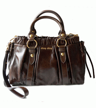 ミュウミュウ MIUMIU ショルダーストラップ付き2WAYハンドバッグ ナナメガケショルダー ブラウン(NOCCIOLA) RT0383 VIT.LUX