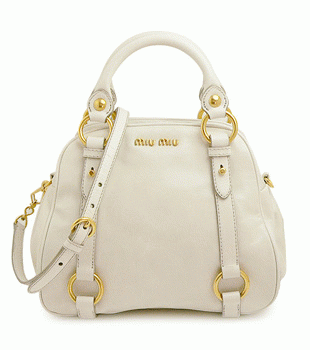 ミュウミュウ MIUMIU ハンドバッグ/ショルダーバッグ 2WAY ストラップ付き レザー アイボリー（TALCO） RN0768 VITELLO SHINE TALCO