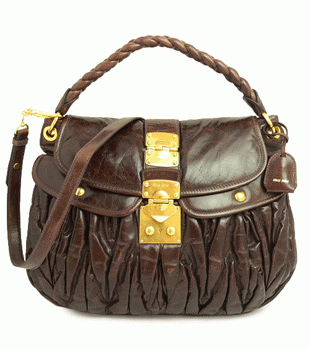 ミュウミュウ MIUMIU ハンドバッグ 2Wayバッグ ショルダーストラップ付き レザー ブラウン RR1300 MAT.LUX BRUCIATO