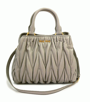 MIUMIU ミュウミュウ 2WAYショルダーバッグ レディース ギャザー レザー グレイッシュベージュ RN0805 MATELASSE POMICE
