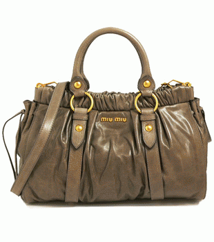 ミュウミュウ miumiu ハンドバッグ ショルダーストラップ 2WAY ななめがけショルダー グレイッシュブラウン RT0383 VIT.LUX PIETRA