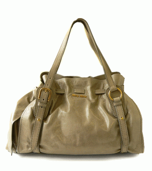 ミュウミュウ miumiu ショルダーバッグ リボン×巾着デザイン レザー ベージュ(POMICE) RR1312 VIT.LUX