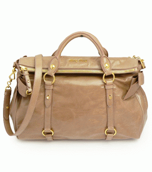 MIUMIU ミュウミュウ 2WAY ショルダーバッグ レザー カメオブラウン　RT0365 VITELLO.LUX CAMMEO