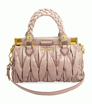 ミュウミュウ MIUMIU ハンドバッグ/ななめがけバッグ ショルダーストラップ付き 2WAY プリーツレザー チェリー（MUGHETTO）RN0670 MATELASSE LUX.