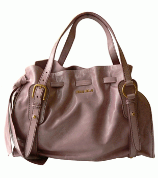 ミュウミュウ MIUMIU ショルダーバッグ リボン×巾着デザイン レザー チェリー(MUGHETTO) RR1312 VIT