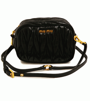 ミュウミュウ MIUMIU ショルダーポーチ/ポシェット/クラッチバッグ 2WAY プリーツレザー ブラック（NERO） 5N1559 MATELASSE/LUX ブラック