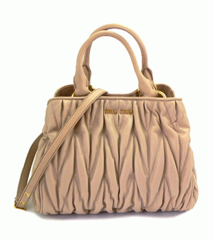MIUMIU ミュウミュウ 2WAYショルダーバッグ レディース ギャザー レザー ピンクベージュ RN0805 MATELASSE CIPRIA
