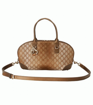 GUCCI/グッチ HEART BITラメキャンバスGG柄チャーム付きバンブーディテールハンドバッグ 269955 F851G 9720