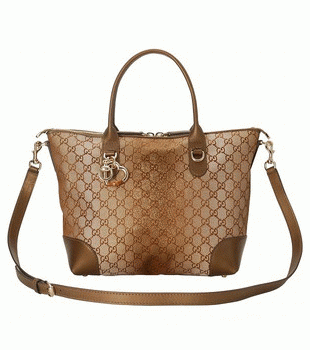 GUCCI/グッチ HEART BITラメキャンバスGG柄チャーム付きバンブーディテールトートバッグ 269957 F851G 9720