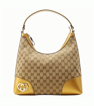 GUCCI/グッチ LOVELY定番キャンバスGG柄ハート型Gディテールミディアムホーボーバッグ 257070 F4C2G 9766