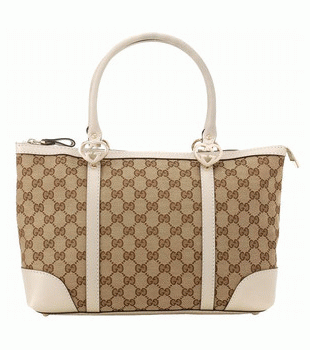 GUCCI/グッチ 2012年春夏LOVELY定番キャンバスGG柄ハート型Gディテールスモールトートバッグ 257069 FAFXG 9761