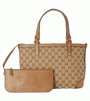 GUCCI/グッチ 2012年春夏GUCCI CRAFT定番キャンバスGG柄ポーチ付きスモールトートバッグ 269878 F4CMG 8453