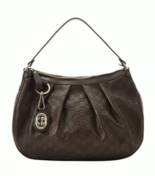 GUCCI/グッチ 2012年春夏SUKEYグッチシマGG柄Gチャーム付きミディアムプリーツハンドバッグ 232955 AA61G 2019