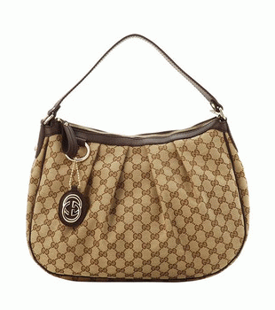 GUCCI/グッチ 2012年春夏SUKEY定番キャンバスGG柄ロゴチャーム付きワンショルダーバッグ 232955 FAFXG 9643
