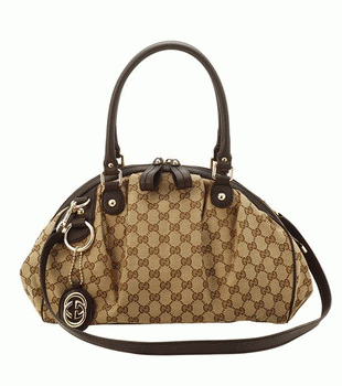 GUCCI/グッチ 2012年春夏SUKEY定番キャンバスGG柄Gチャーム付きプリーツボストンバッグ 223974 FAFXG 9643