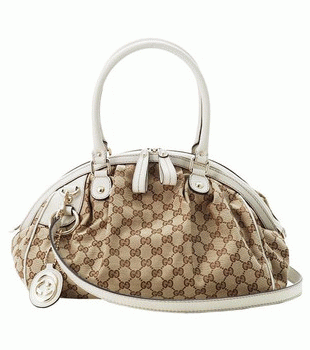 GUCCI/グッチ 2012年春夏SUKEY定番キャンバスGG柄Gチャーム付きプリーツボストンバッグ 223974 FAFXG 9761