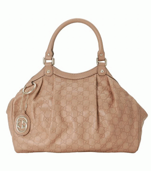 GUCCI/グッチ 2012年春夏SUKEYグッチシマGG柄Gチャーム付きミディアムプリーツバッグ 211944 AA61G 2729