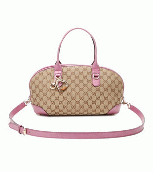 GUCCI/グッチ 2012年春夏新作HEART BITキャンバスGG柄チャーム付きバンブーディテールハンドバッグ 269955 F4C2G 9799