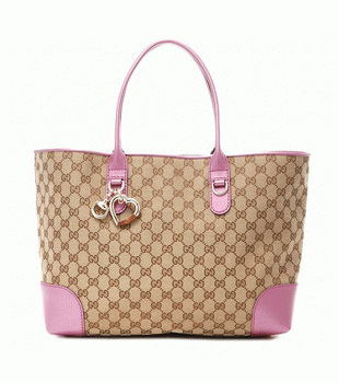 GUCCI/グッチ 2012年春夏新作HEART BITキャンバスGG柄ハートシェープチャーム付きミディアムトートバッグ 269956 F4C2G 9799