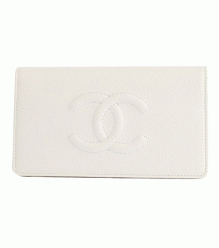 シャネル キャビアスキン 長財布 ホワイト A48651