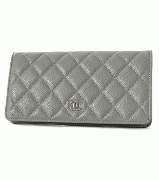 シャネル マトラッセライン キャビアスキン 長財布 グレー A31509