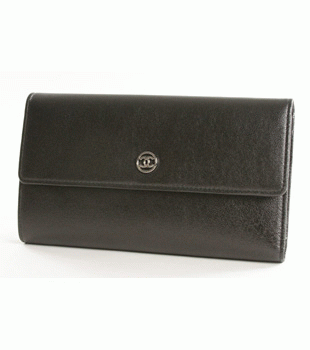 シャネル ココボタン 長財布 チャコールグレー A33922