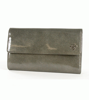 シャネル エナメル 長財布 シルバーグレー A36497