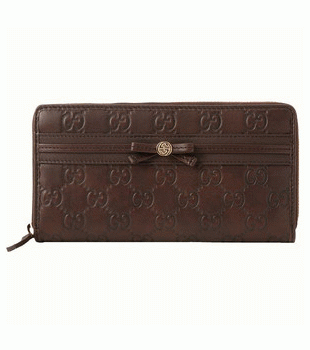 GUCCI/グッチ 2012年春夏MAYFAIRグッチシマGG柄ボウリボンGディテールラウンドファスナー長財布 257003 AA61G 2019