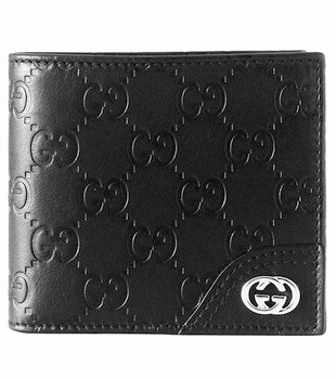 GUCCI/グッチ 2012年春夏MEN NEW BRITTグッチシマGG柄Gオーナメント2つ折りコンパクト財布 181671 A0V1N 1000