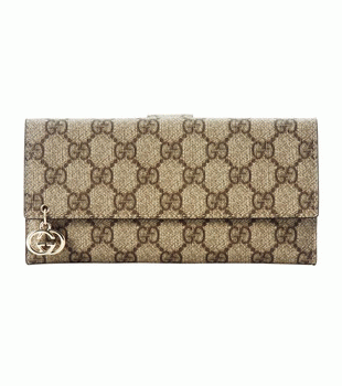 GUCCI/グッチ 2012年春夏GG PIERCEコーティングGG柄Gチャーム付きWホック長財布 212104 FN0AG 9768