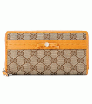 GUCCI/グッチ 2012年春夏新作MAYFAIRキャンバスGG柄ボウリボンラウンドファスナー長財布 257003 FAFXG 8307