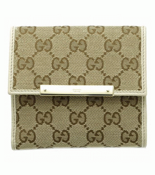 GUCCI/グッチ 2012年春夏METAL BAR定番キャンバスGG柄2つ折り財布 112664 F40IG 9773